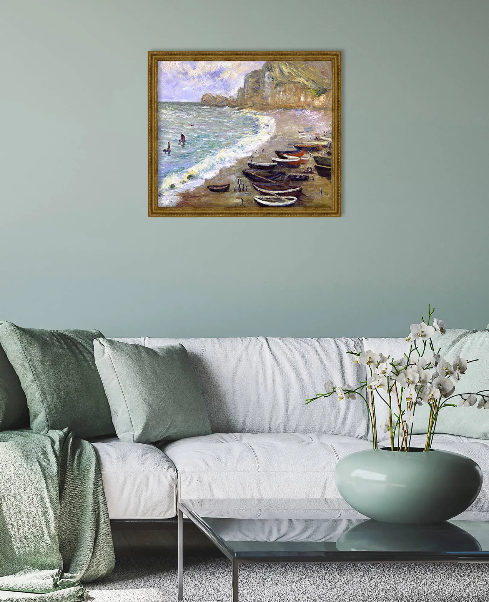 Galerie Mont Monet<Etretat: der Strand und die Porte d'Amont - Claude Monet