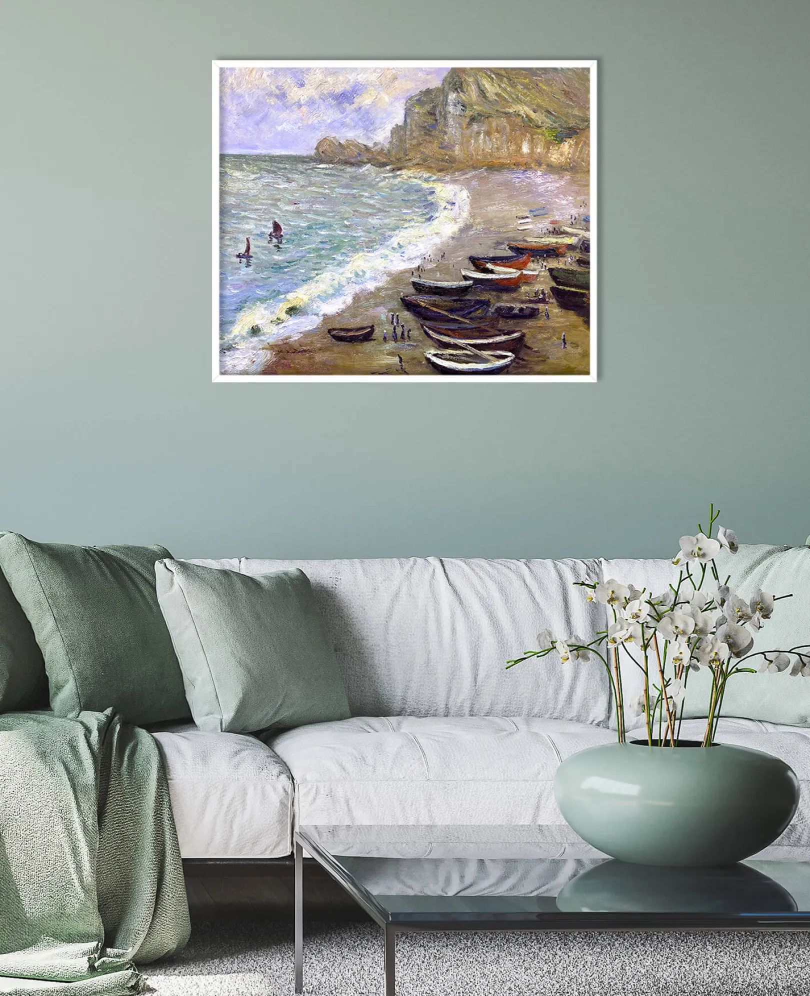 Galerie Mont Monet<Etretat: der Strand und die Porte d'Amont - Claude Monet