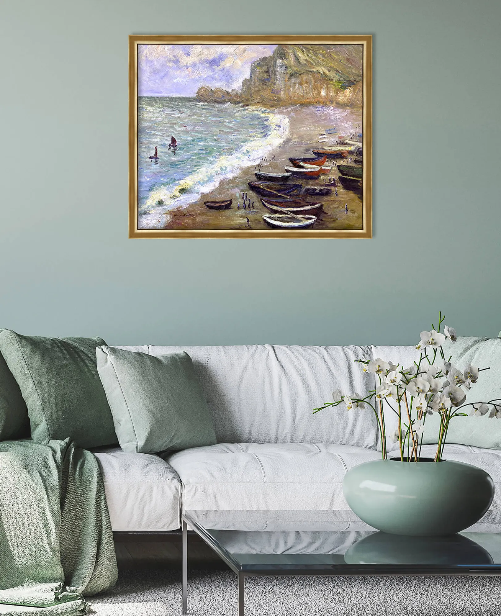 Galerie Mont Monet<Etretat: der Strand und die Porte d'Amont - Claude Monet