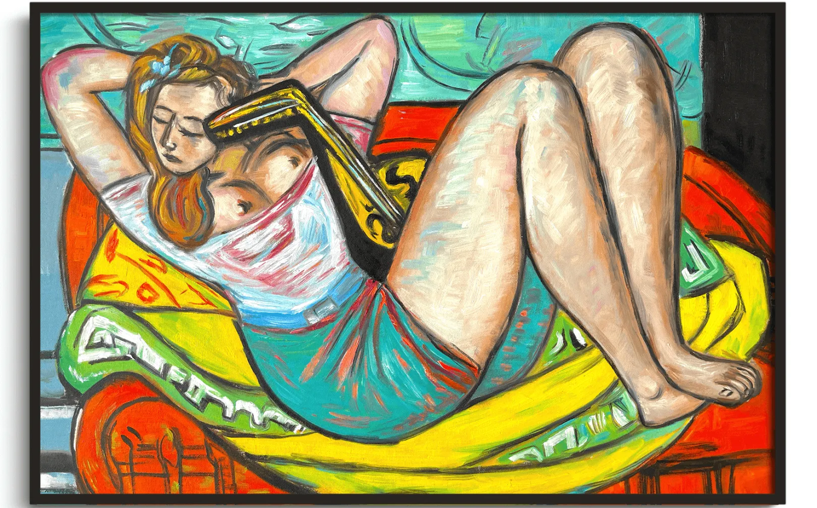 Galerie Mont Beckmann<Frau mit Mandoline in Gelb und Rot - Max Beckmann