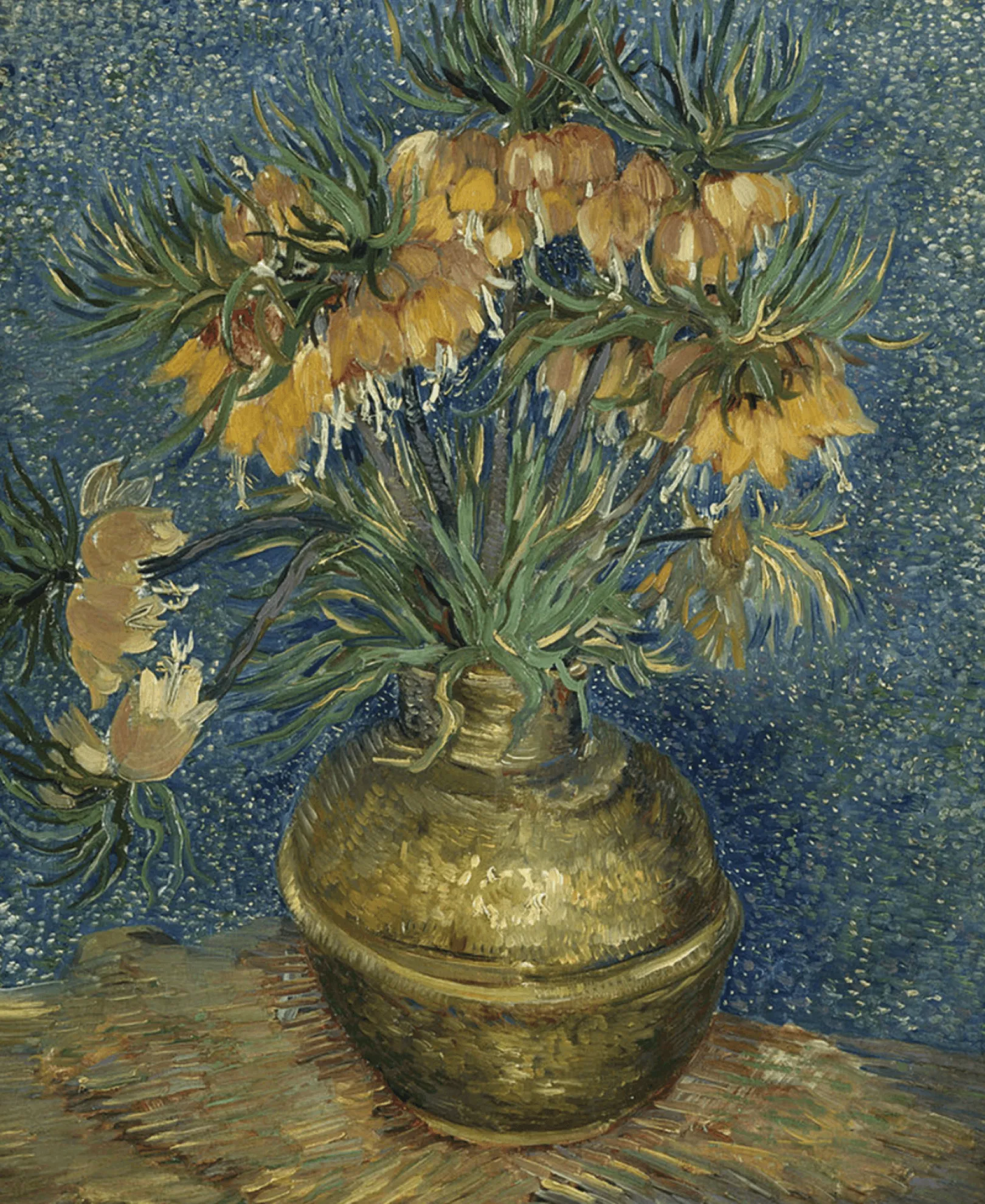 Galerie Mont Van Gogh<Fritillaria, Kaiserkrone in einer Kupfervase - Vincent Van Gogh