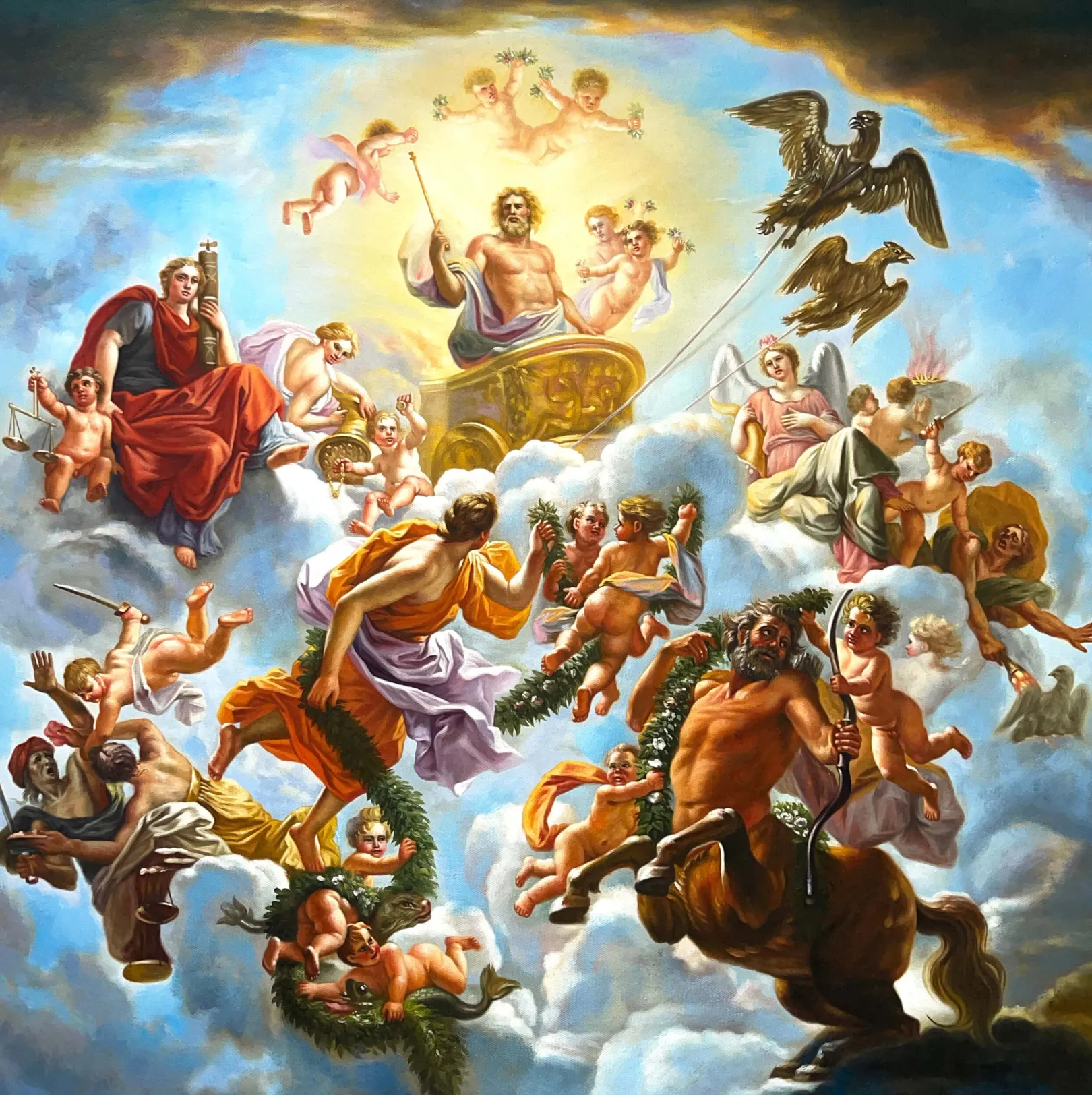 Galerie Mont Coypel<Jupiters Wagen zwischen Justitia und Pi wurde - Noël-Nicolas Coypel