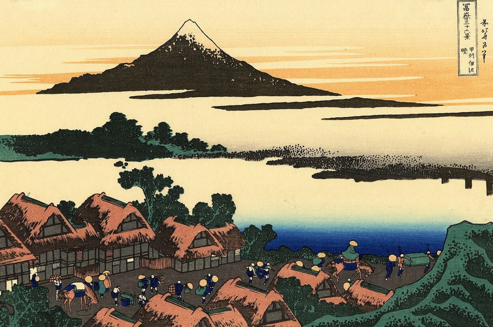 Galerie Mont Hokusai<Morgengrauen in Isawa in der Provinz Kai - Hokusai