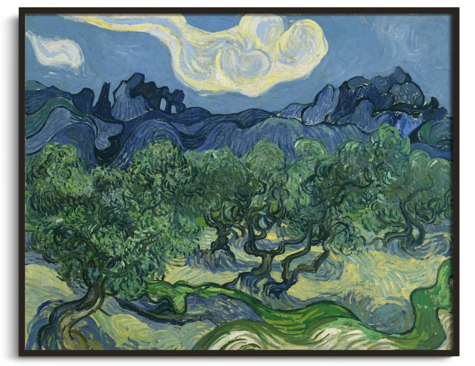 Galerie Mont Van Gogh<Olivenbäume mit den Alpilles im Hintergrund - Vincent Van Gogh