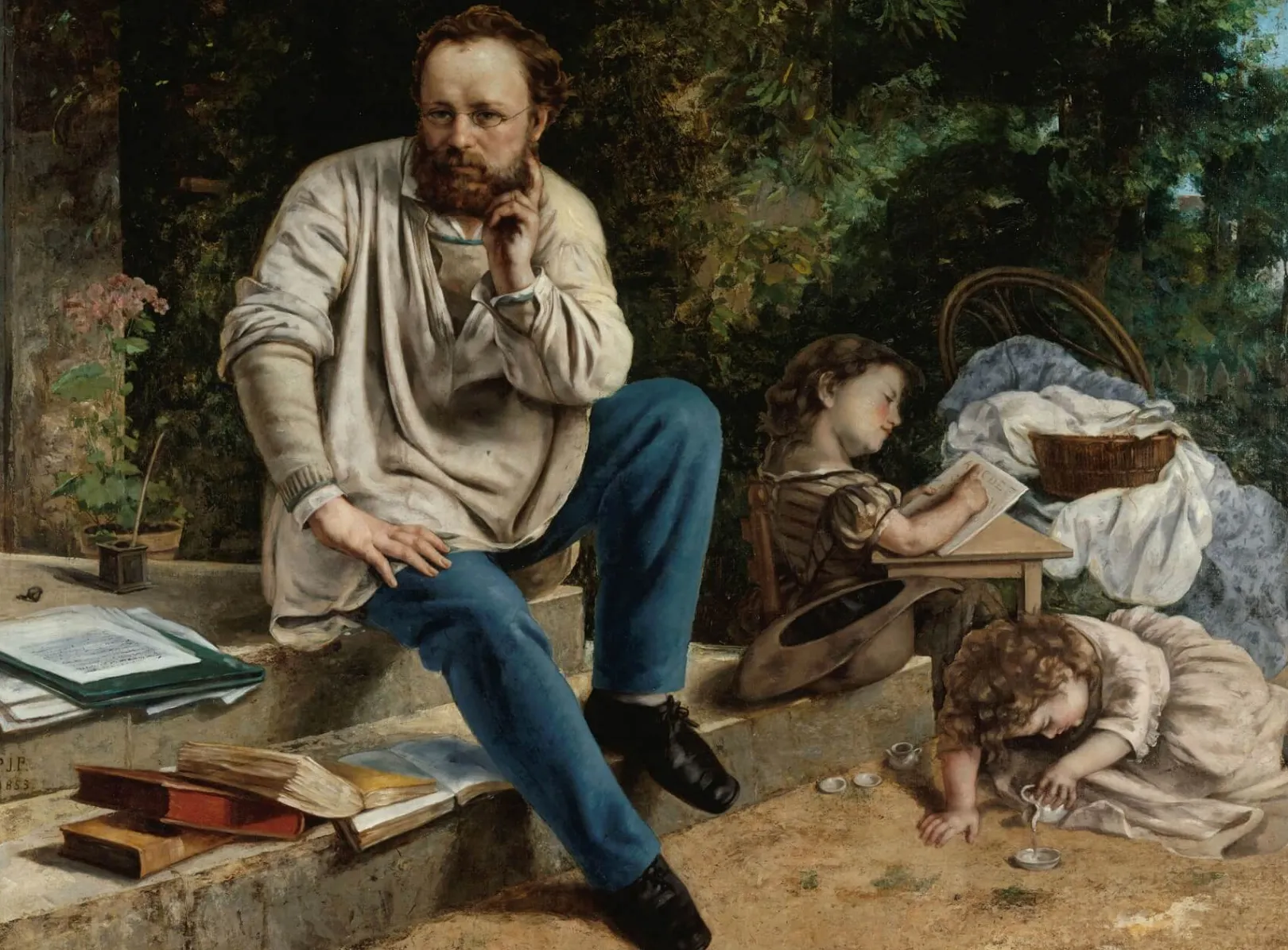 Galerie Mont Courbet<Pierre Joseph Proudhon und seine Kinder im Jahr 1853 - Gustave Courbet
