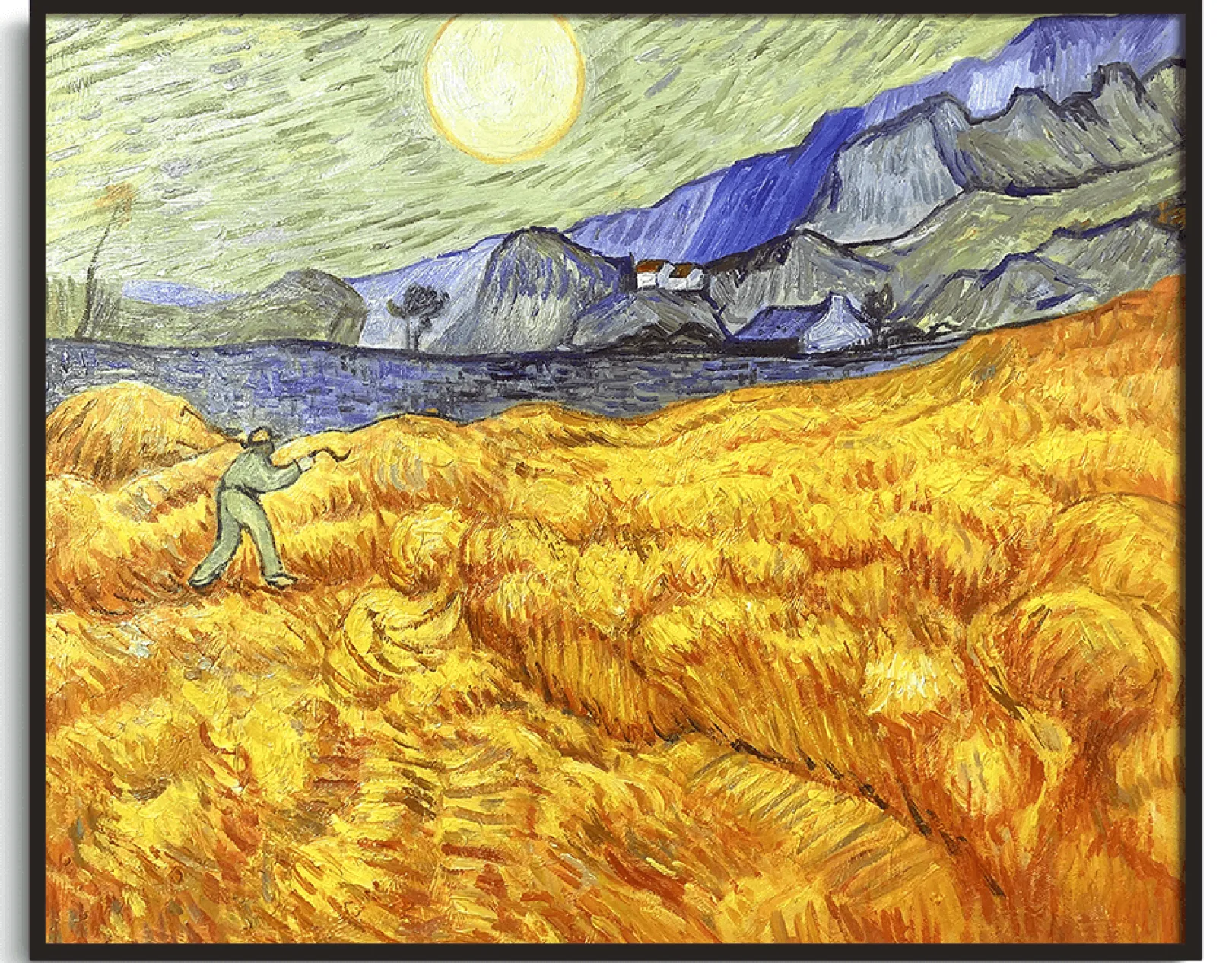 Galerie Mont Van Gogh<Weizenfeld hinter dem Hospiz Saint-Paul mit einem Mäher - Vincent Van Gogh