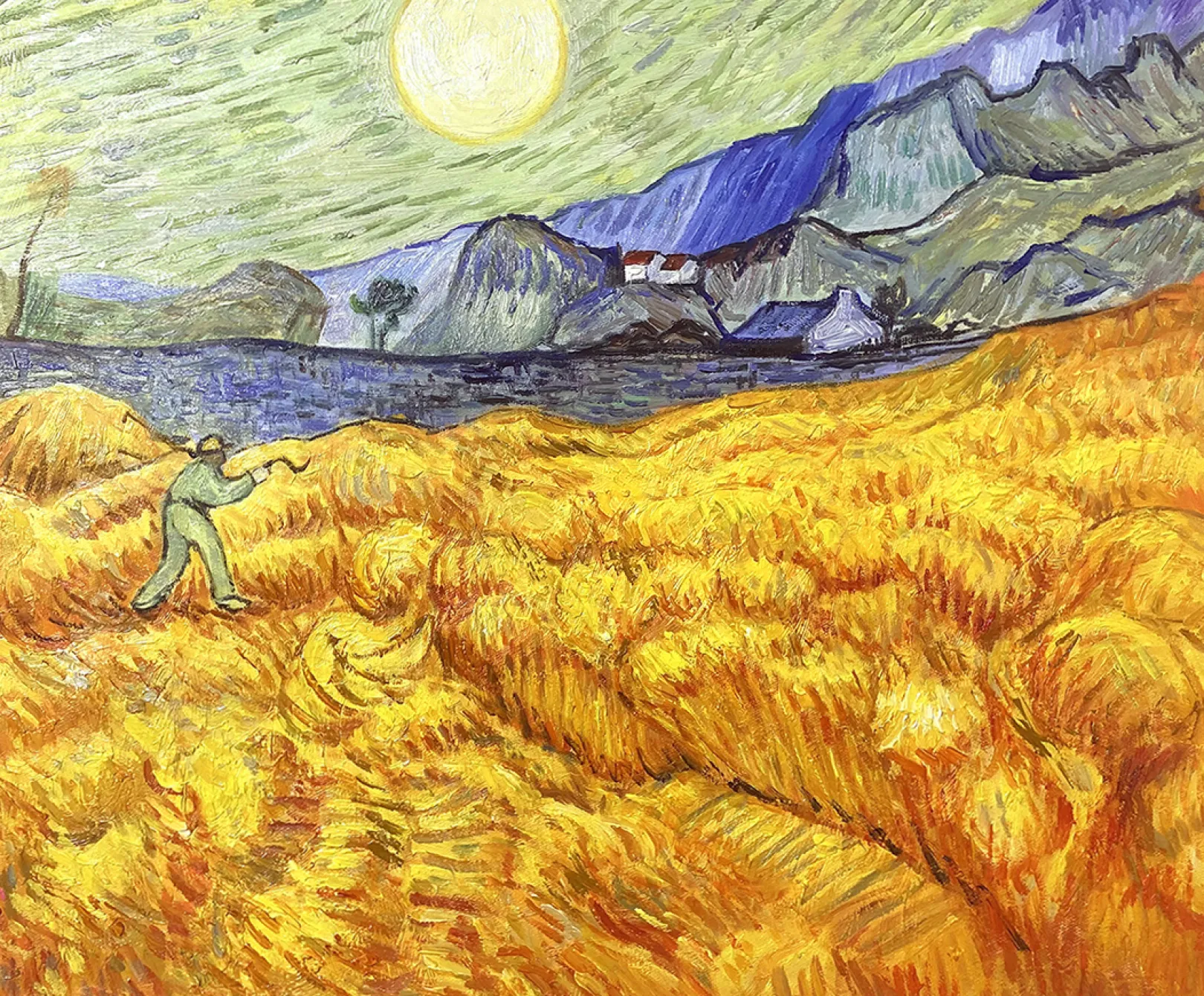 Galerie Mont Van Gogh<Weizenfeld hinter dem Hospiz Saint-Paul mit einem Mäher - Vincent Van Gogh