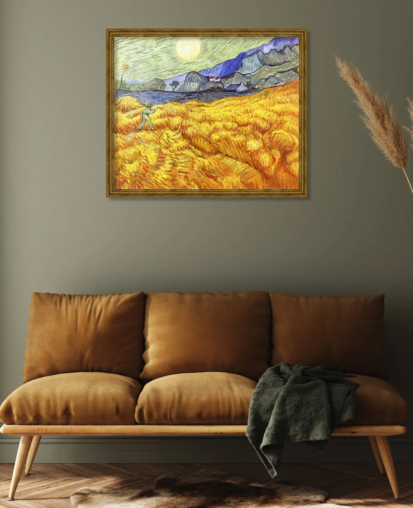 Galerie Mont Van Gogh<Weizenfeld hinter dem Hospiz Saint-Paul mit einem Mäher - Vincent Van Gogh