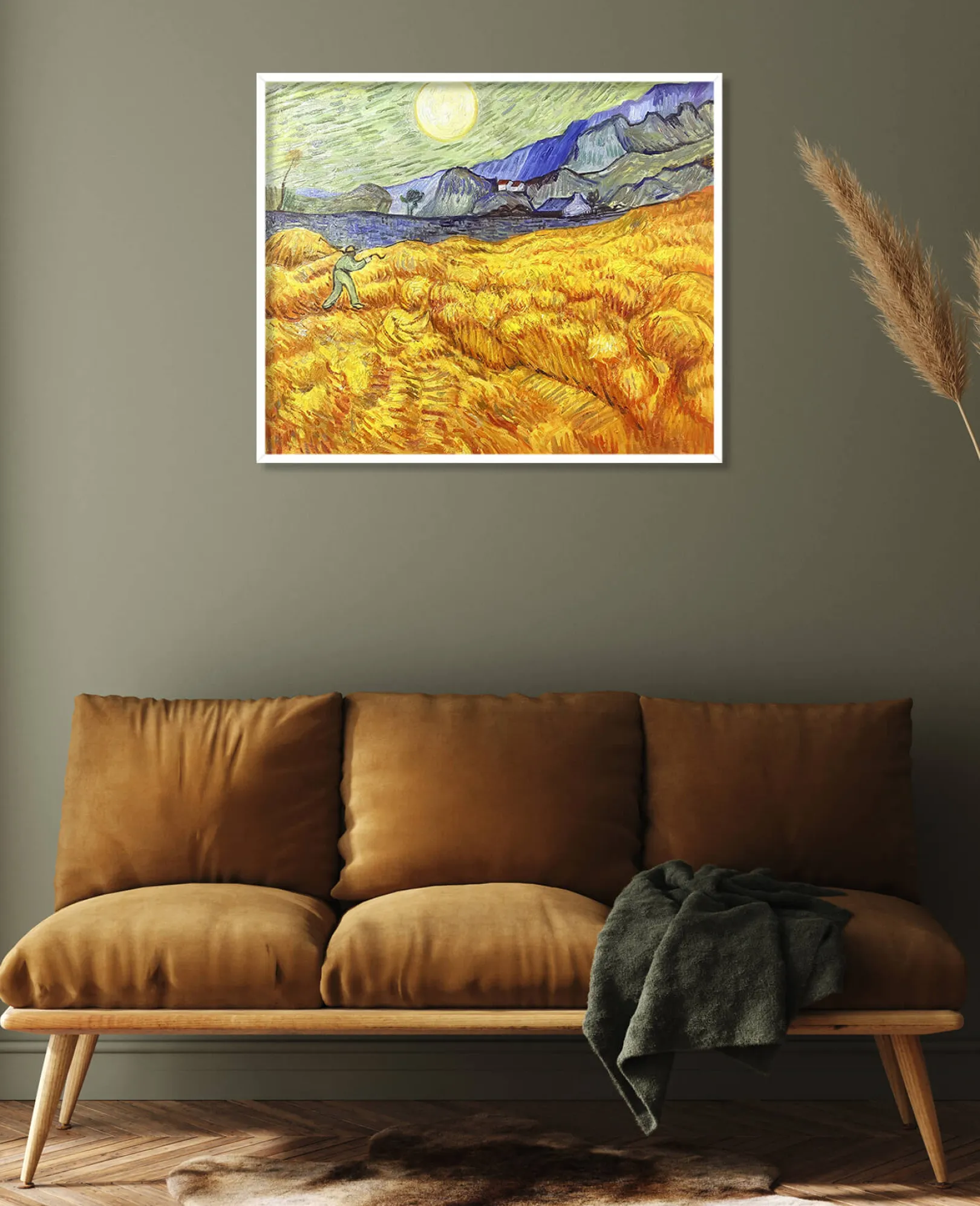 Galerie Mont Van Gogh<Weizenfeld hinter dem Hospiz Saint-Paul mit einem Mäher - Vincent Van Gogh