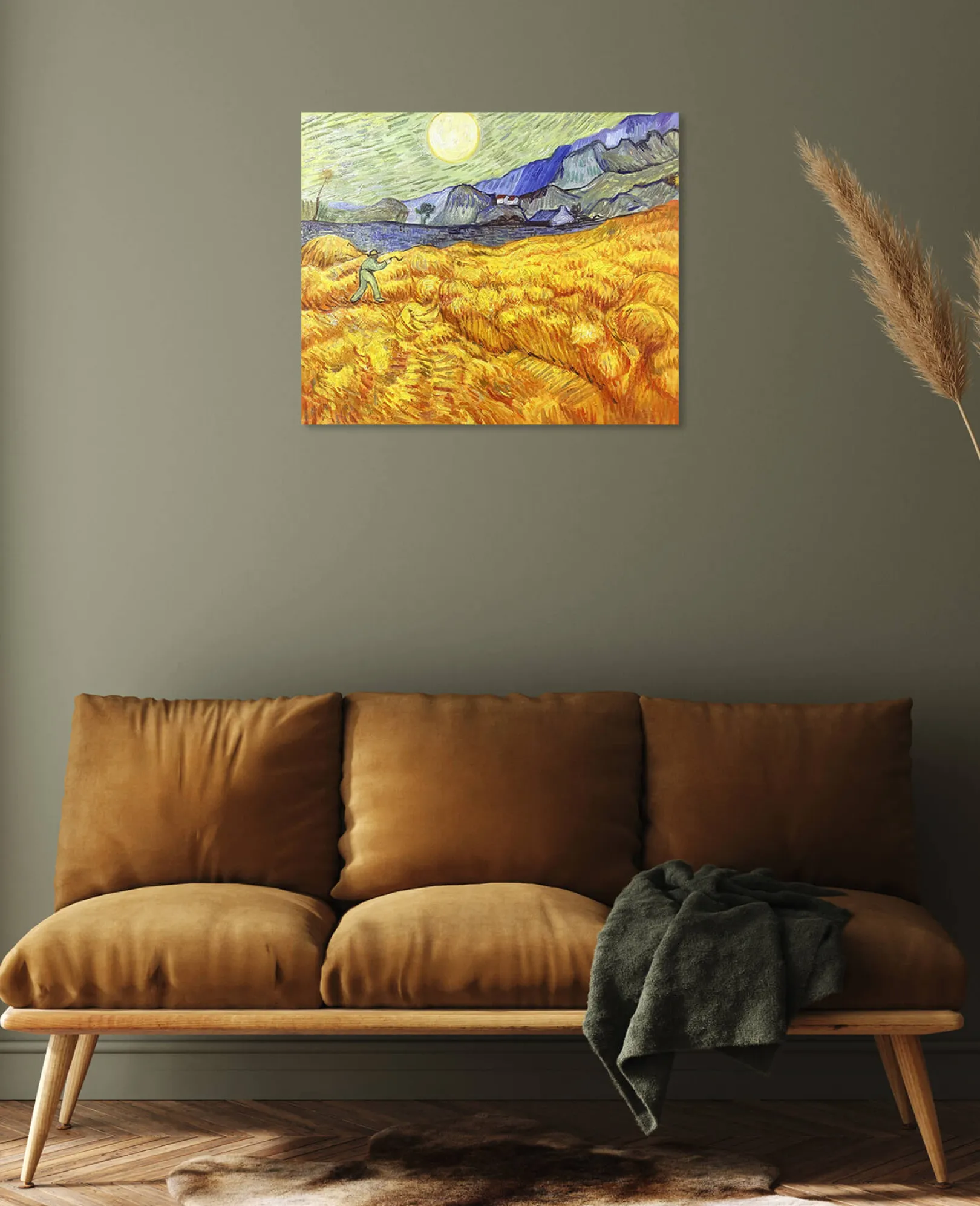 Galerie Mont Van Gogh<Weizenfeld hinter dem Hospiz Saint-Paul mit einem Mäher - Vincent Van Gogh